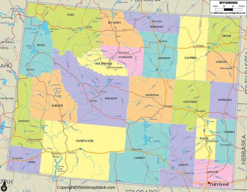 Labeled Map of Wyoming