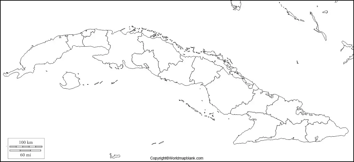 Map of Cuba for Practice Worksheet