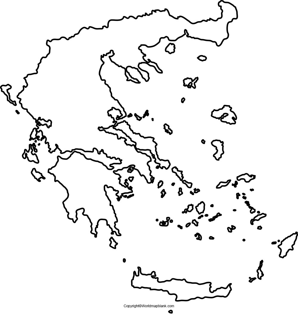 Printable Blank Map Of Greece Outline Transparent PNG Map