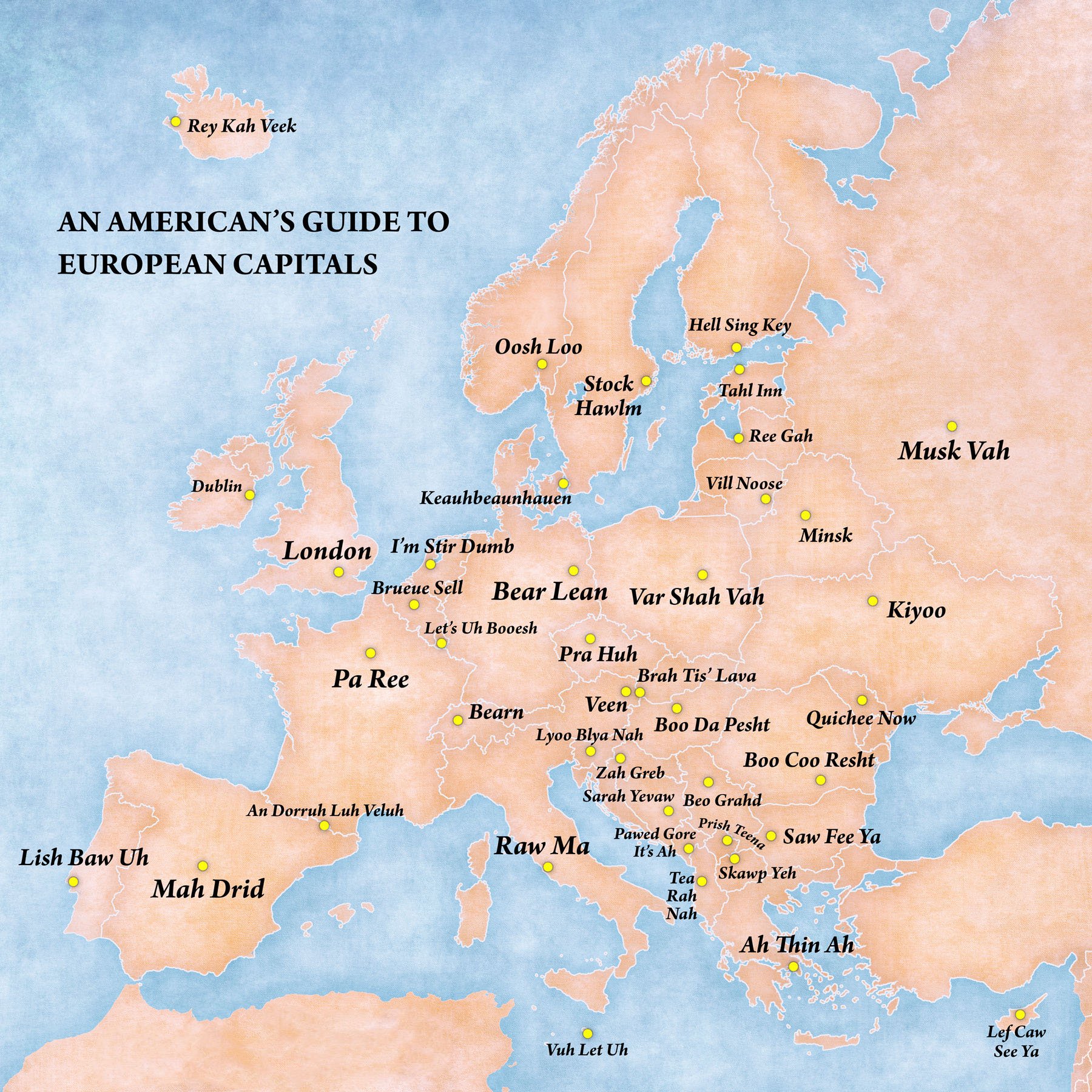 Europe Map with Capitals Labeled