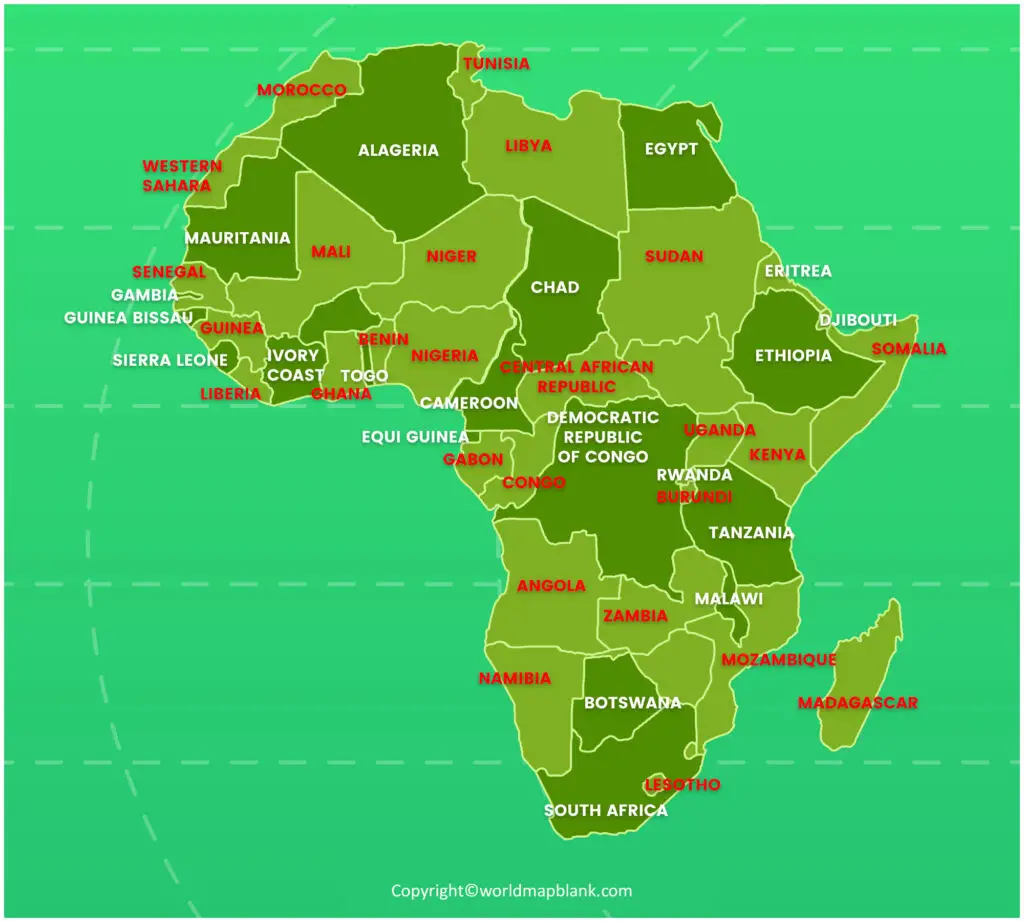 Africa Map with Capitals Labeled