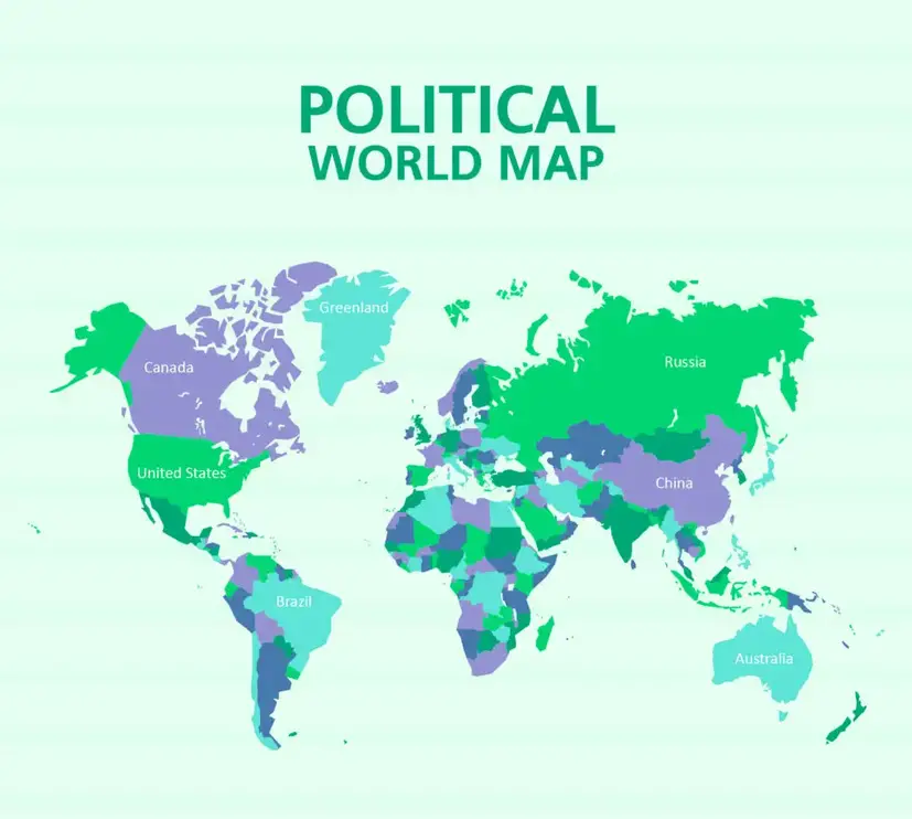 Labeled Political World Map