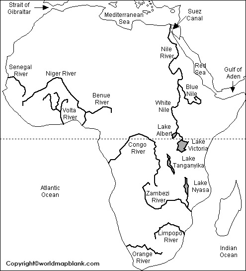 Africa Physical Map For Kids   Labeled Map Of Africa With Rivers 