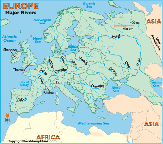 Mapa De Europa Con Nombres De Ríos