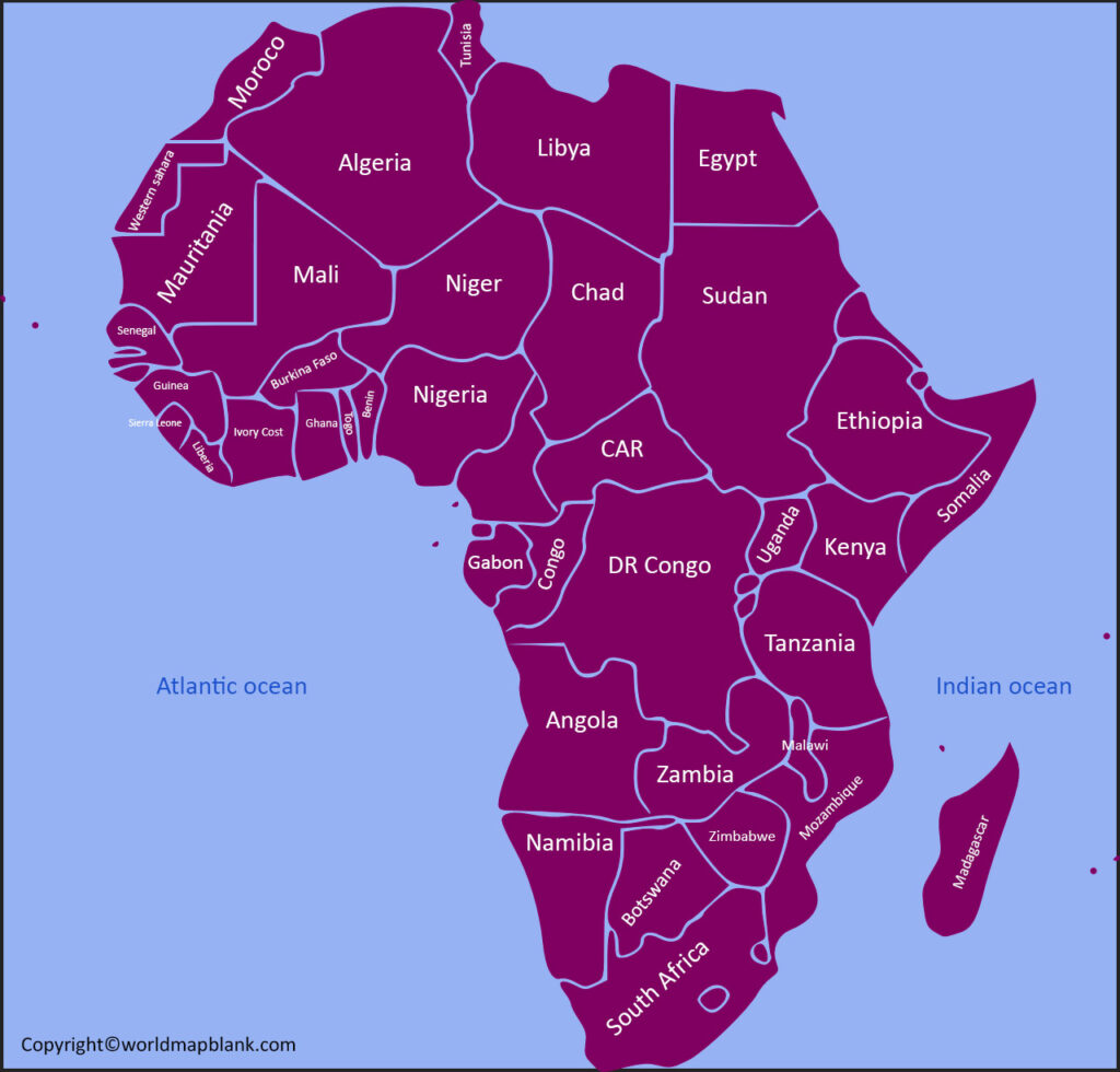 Africa map with all the countries