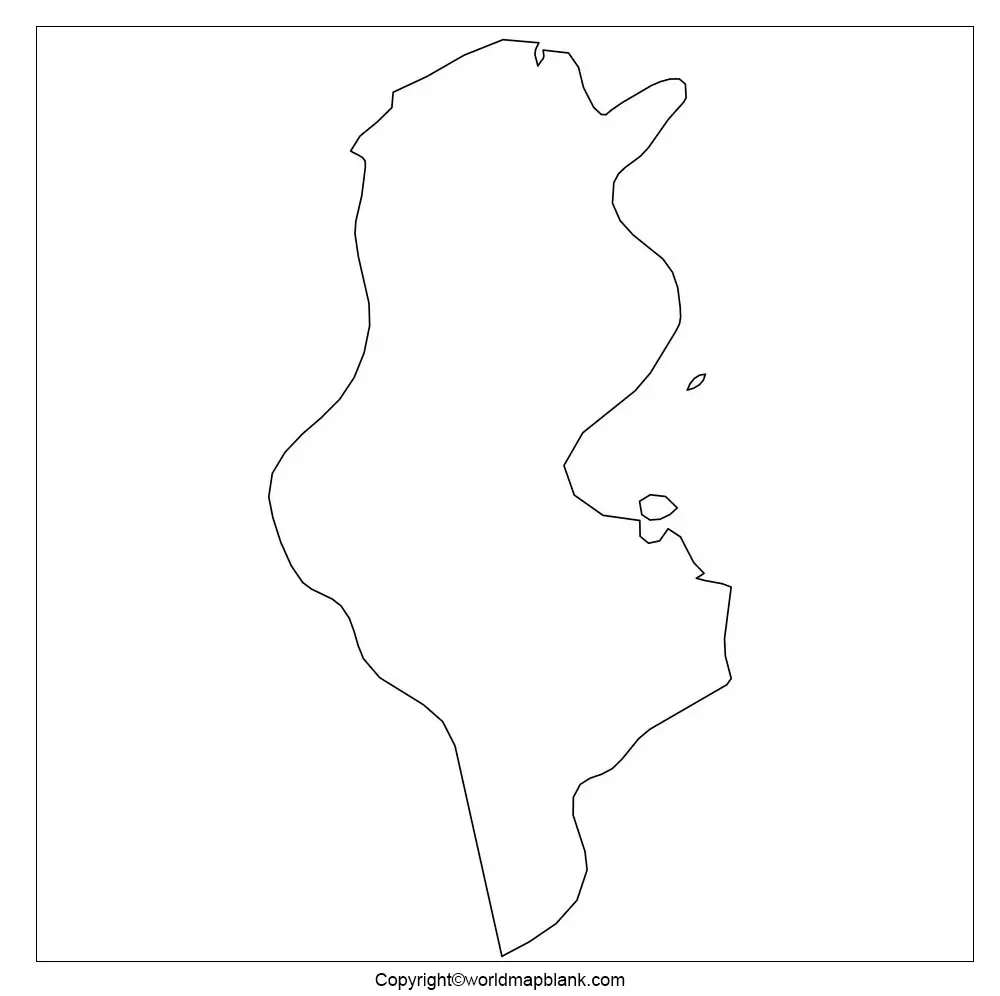 Map of Tunisia for Practice Worksheet