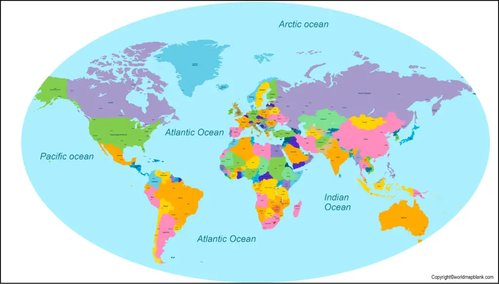 Map of World with Oceans