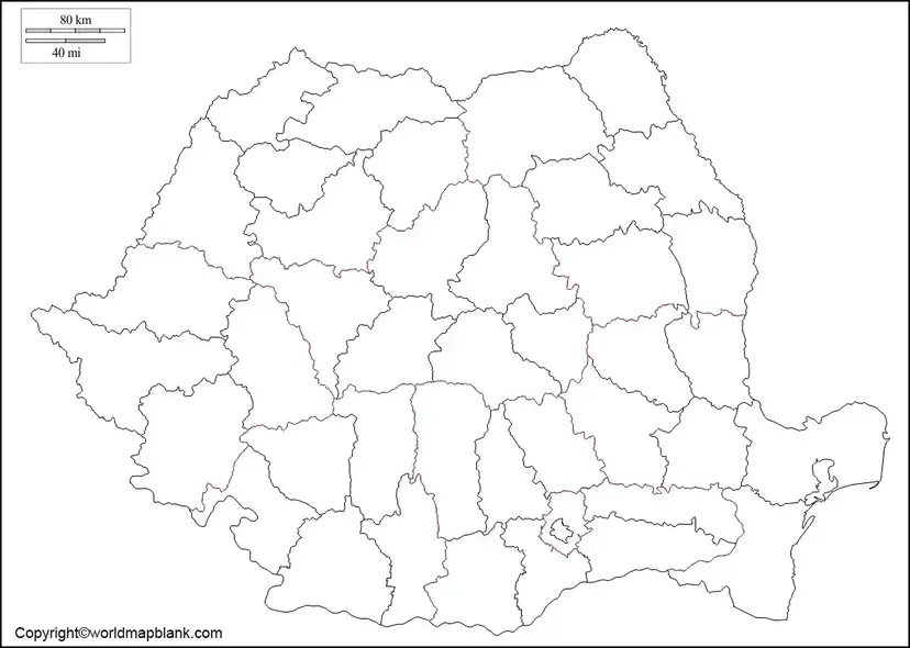 Printable Map of Romania
