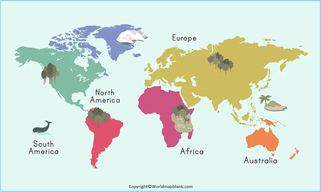 World Map with Continents and Countries