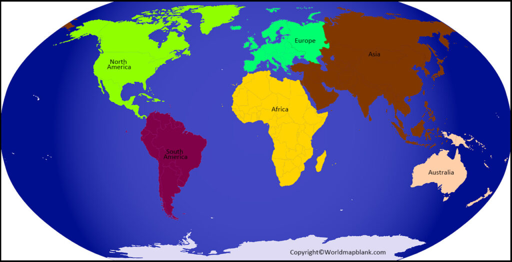 free printable world map with continents name labeled