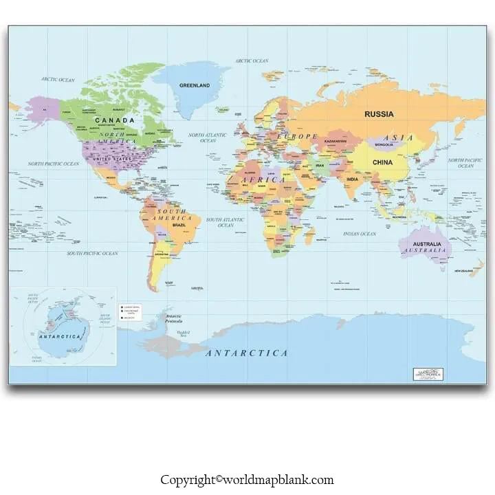 Free Printable World Map Poster For Kids In Pdf