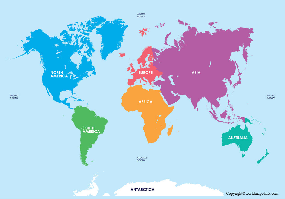 World Map With Continents Printable FREE PDF 