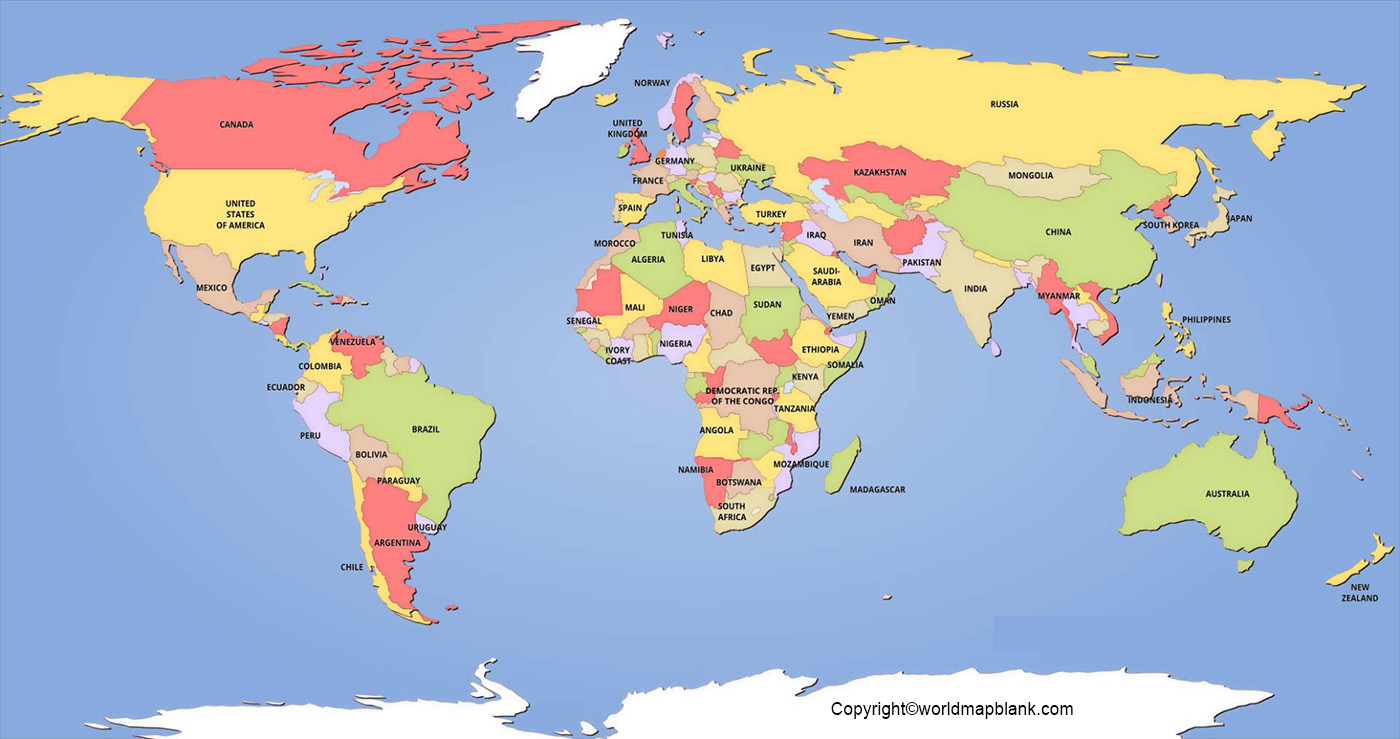 Free Printable Political World Map