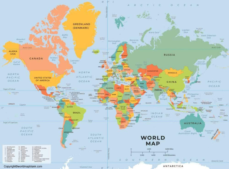 Political World Map Printable Map Of The World PDF 