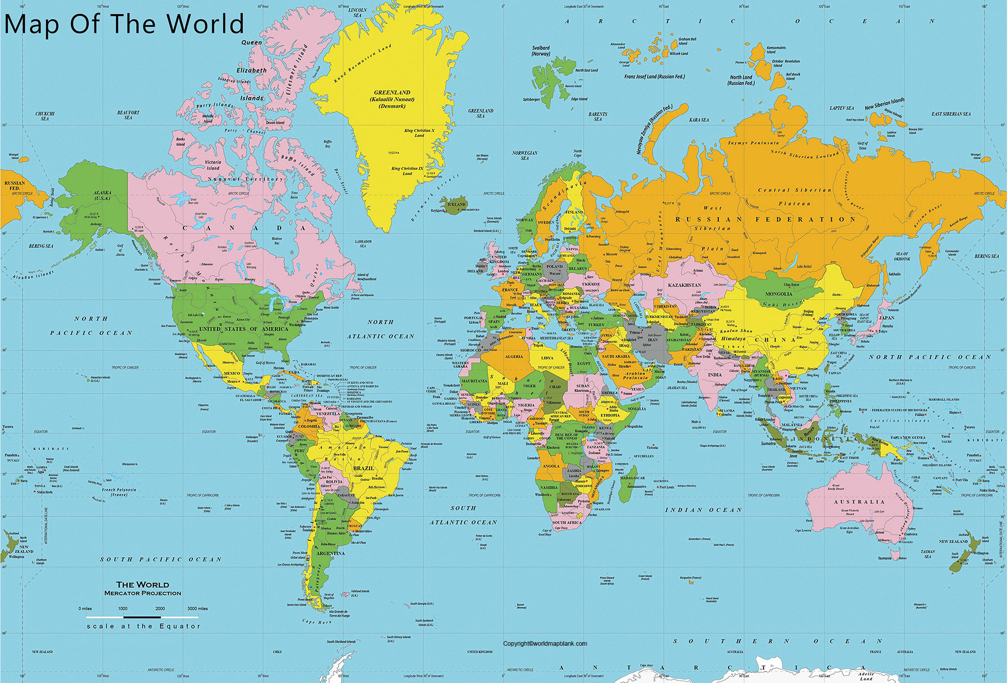 Political World Map with Countries
