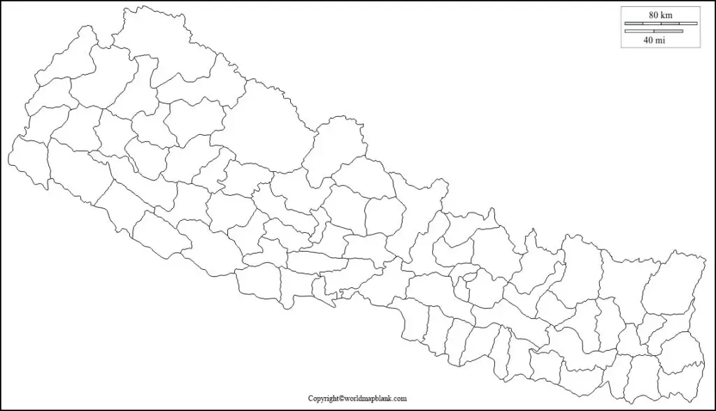 Nepal Map for Practice Worksheet