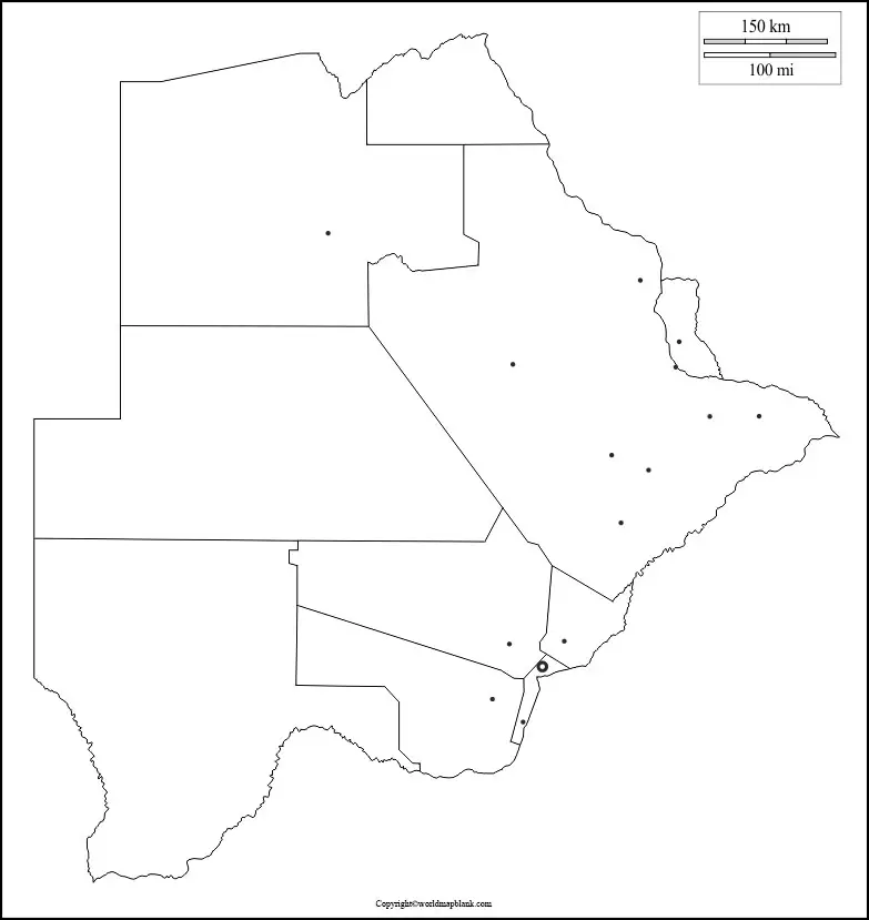 Map of Botswana for Practice Worksheet