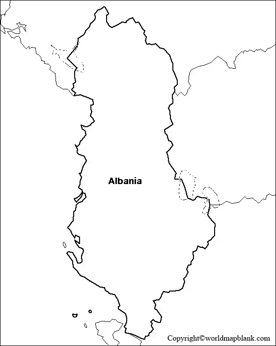 Blank Map of Albania - Outline