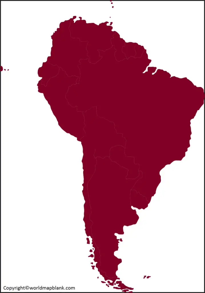 ​Mappa muta monocolore del Sud America