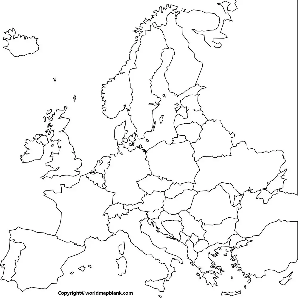 ​utskrivbar Tom Karta över Europa