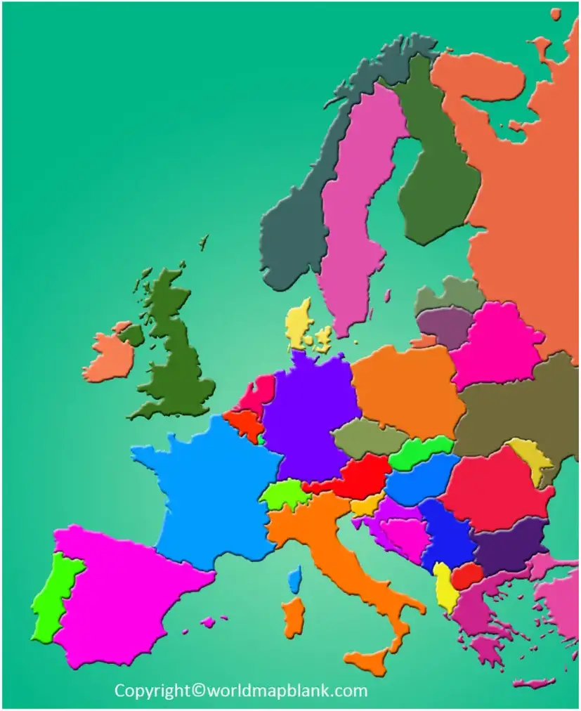 Map of Europe without names