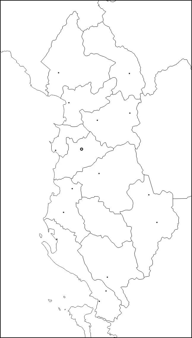 Blank Map of Albania for Practice Worksheet