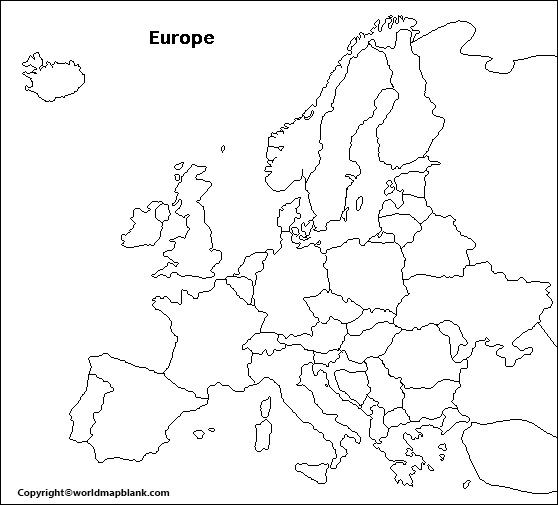 ​blinde Kaart Van Europa Voor Een Oefenwerkblad