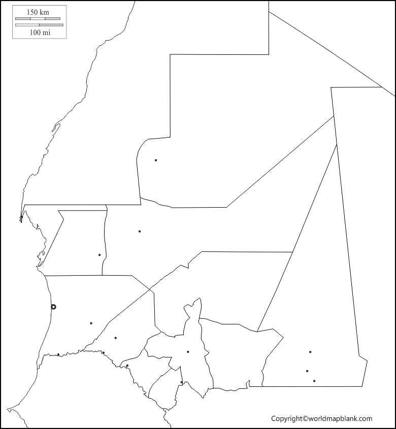 Blank Map of Mauritania Outline