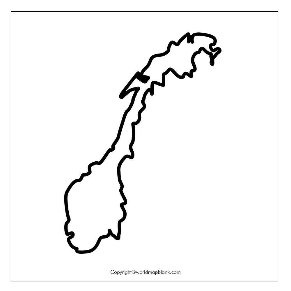 Blank Map of Norway for Practice Worksheet