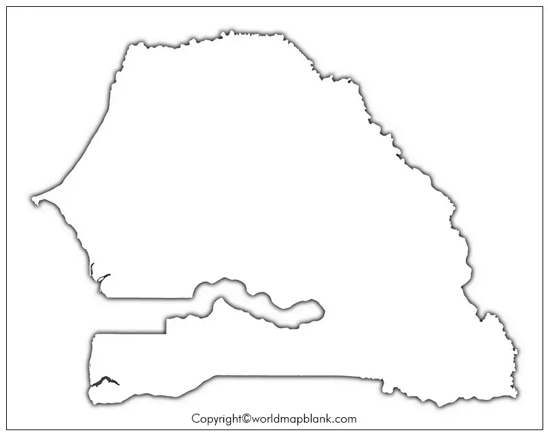 Blank Map of Senegal for Practice Worksheet