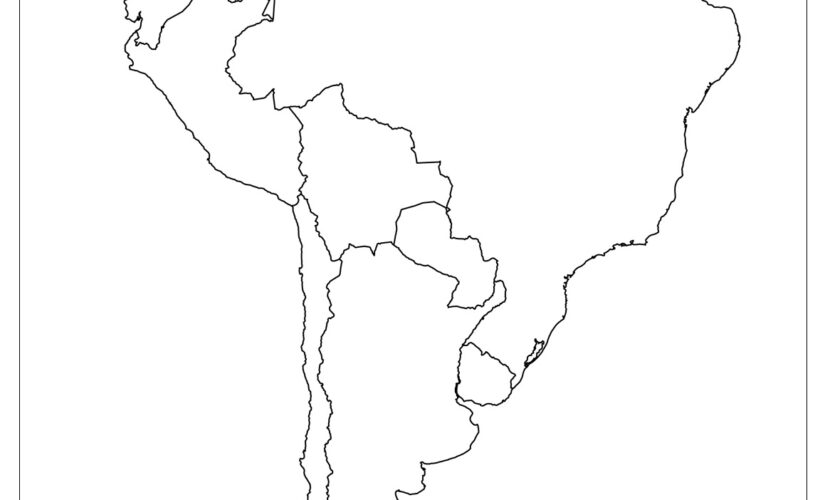 Map Of South America For Practice Worksheet