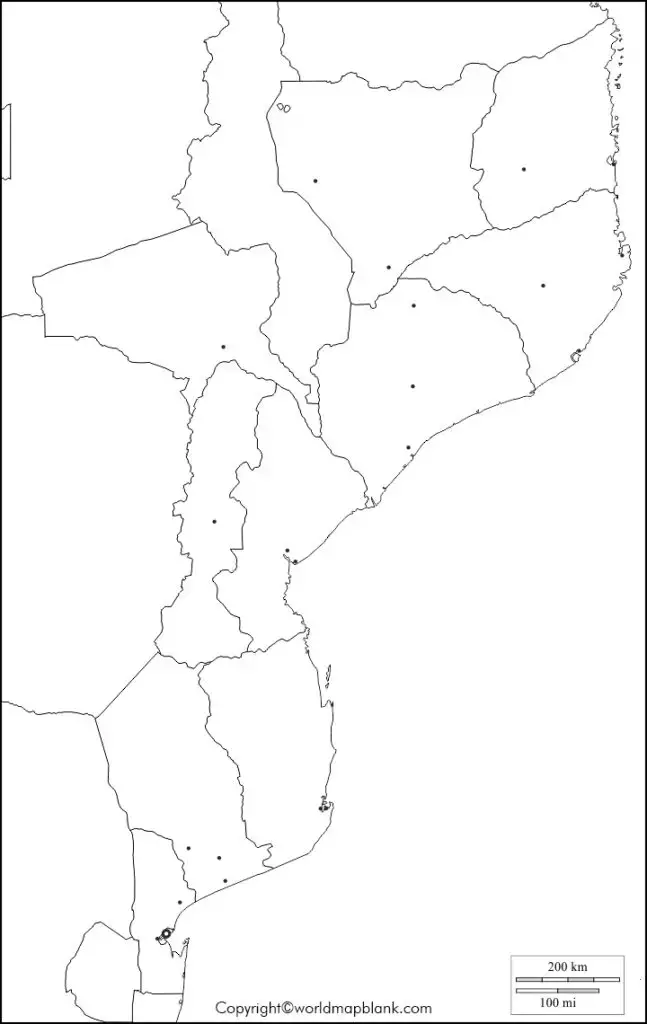 Blank Map of Mozambique - Outline