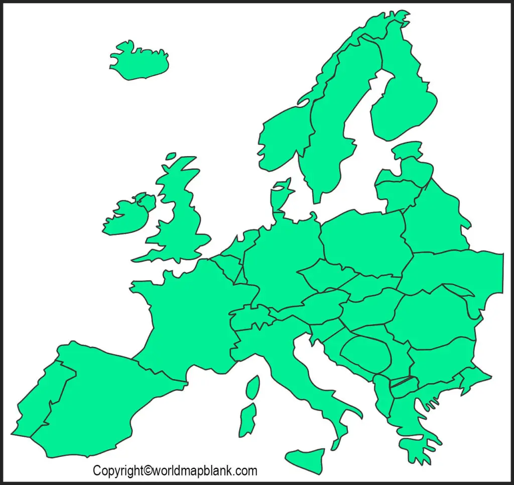 ​Afdrukbare blanco kaart van Europa