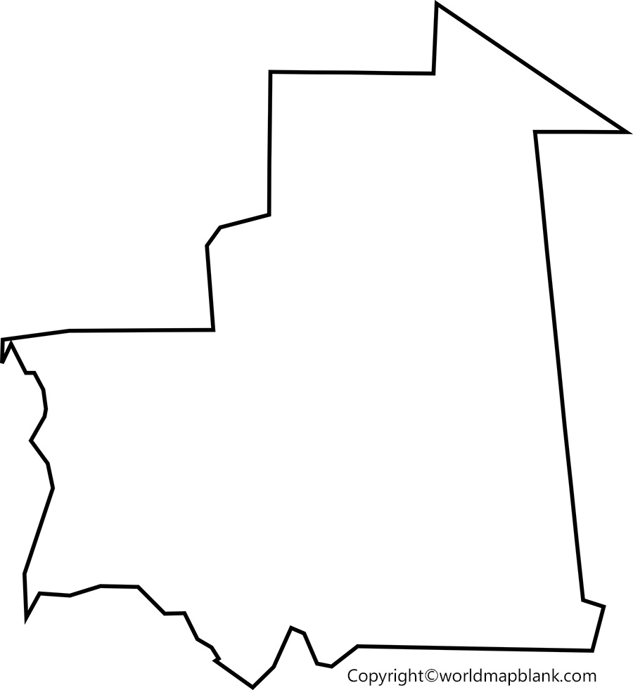 Printable Map of Mauritania
