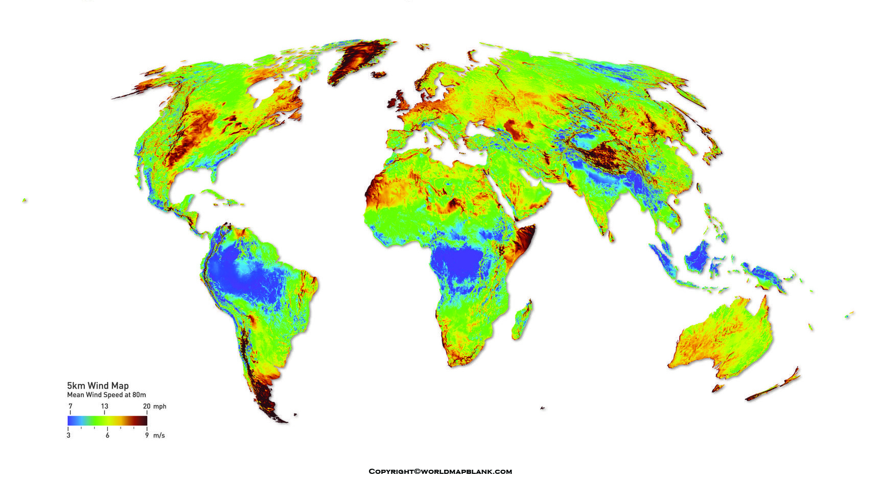 Wind Currents World Map