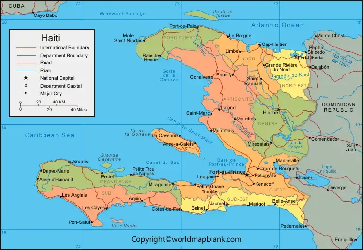 Haiti Map with Cities Labeled