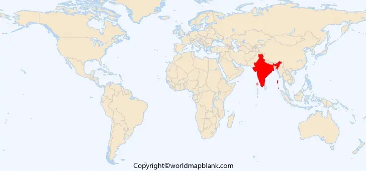 Printable India World Map Template