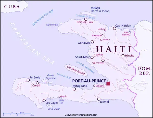 Labeled Map of Haiti with Cities