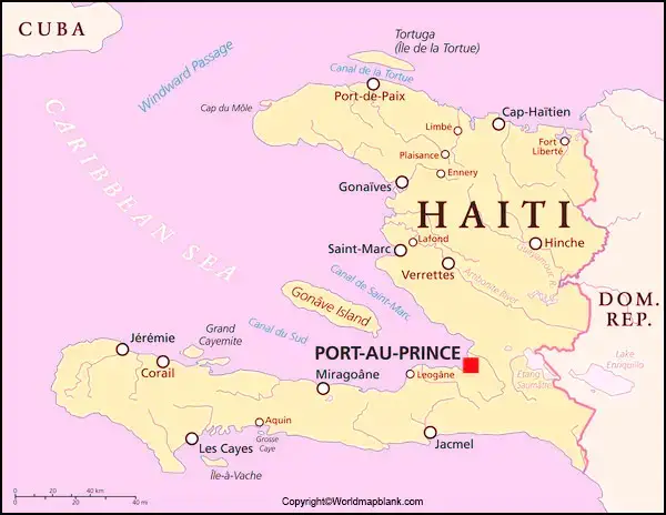 Labeled Map of Haiti with Capital