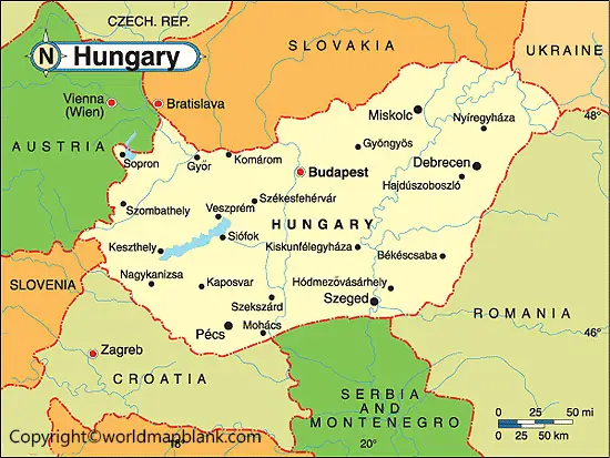 Labeled Map of Hungary