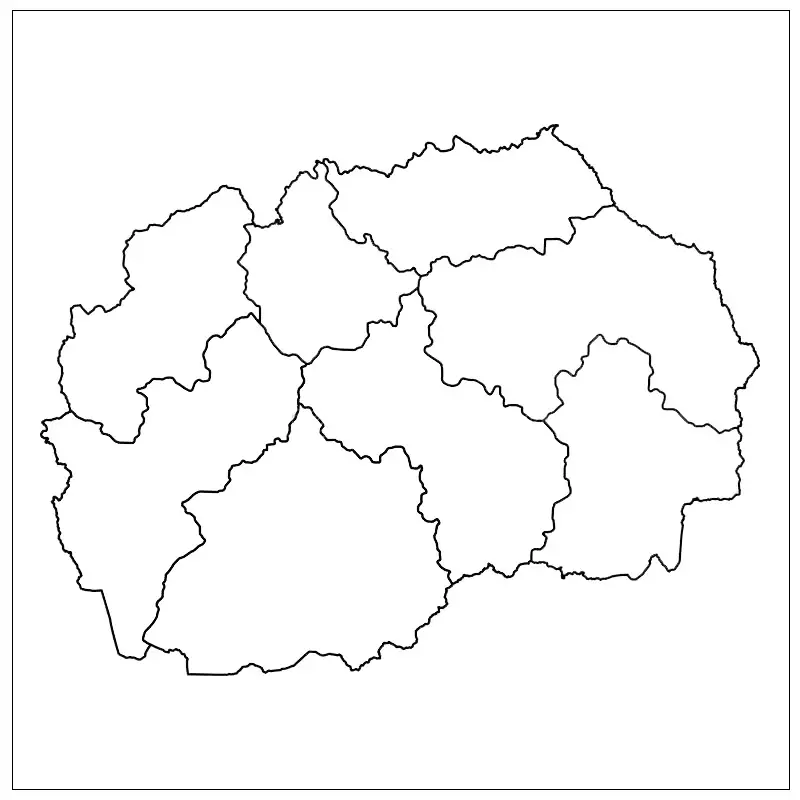 Blank Map of North Macedonia for Practice Worksheet