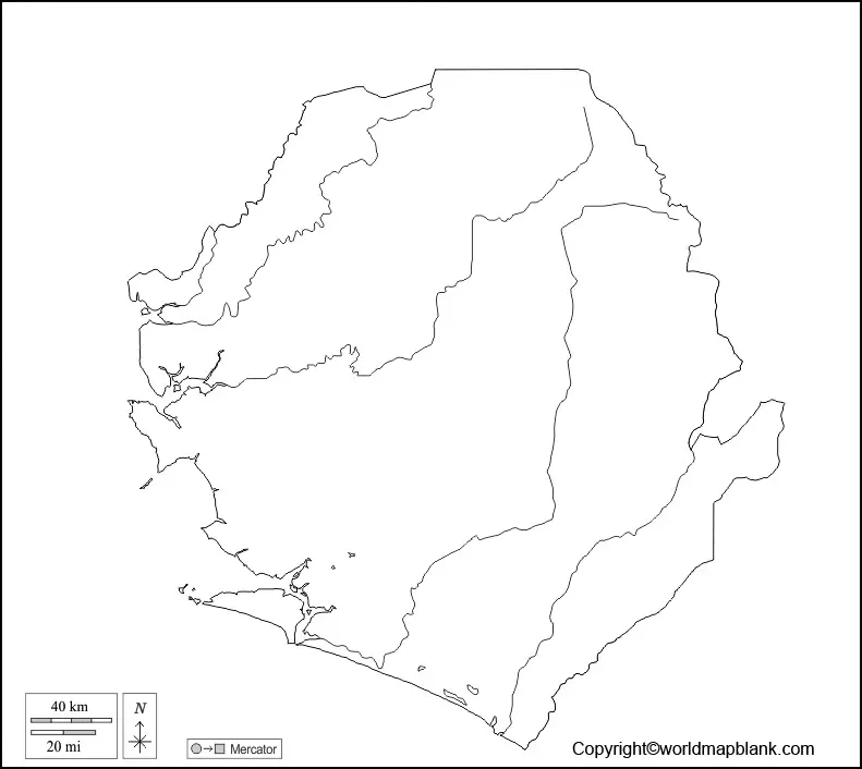 Blank Map of Sierra Leone for Practice Worksheet