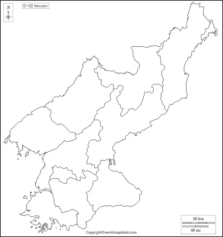 Blank Map of North Korea - Outline