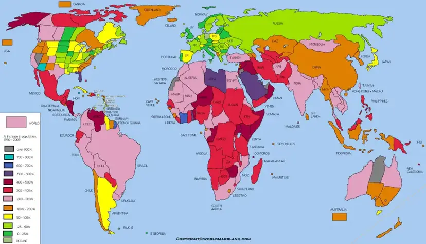 Printable World Population Map