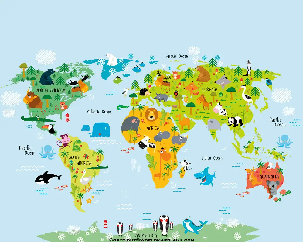 Map of the World for Kids Printable