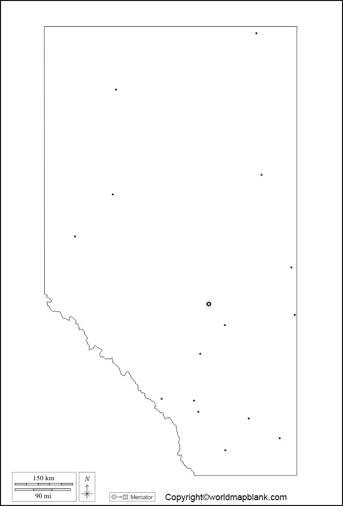 Printable Blank Map of Alberta – Outline, Transparent Map - Printable ...