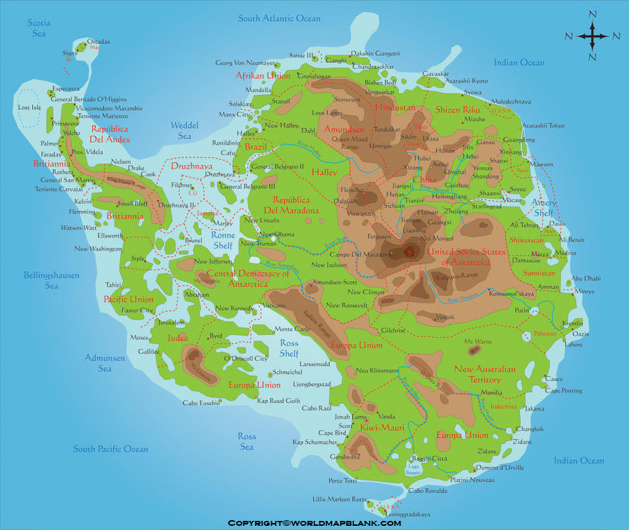 Antarctica Physical Map