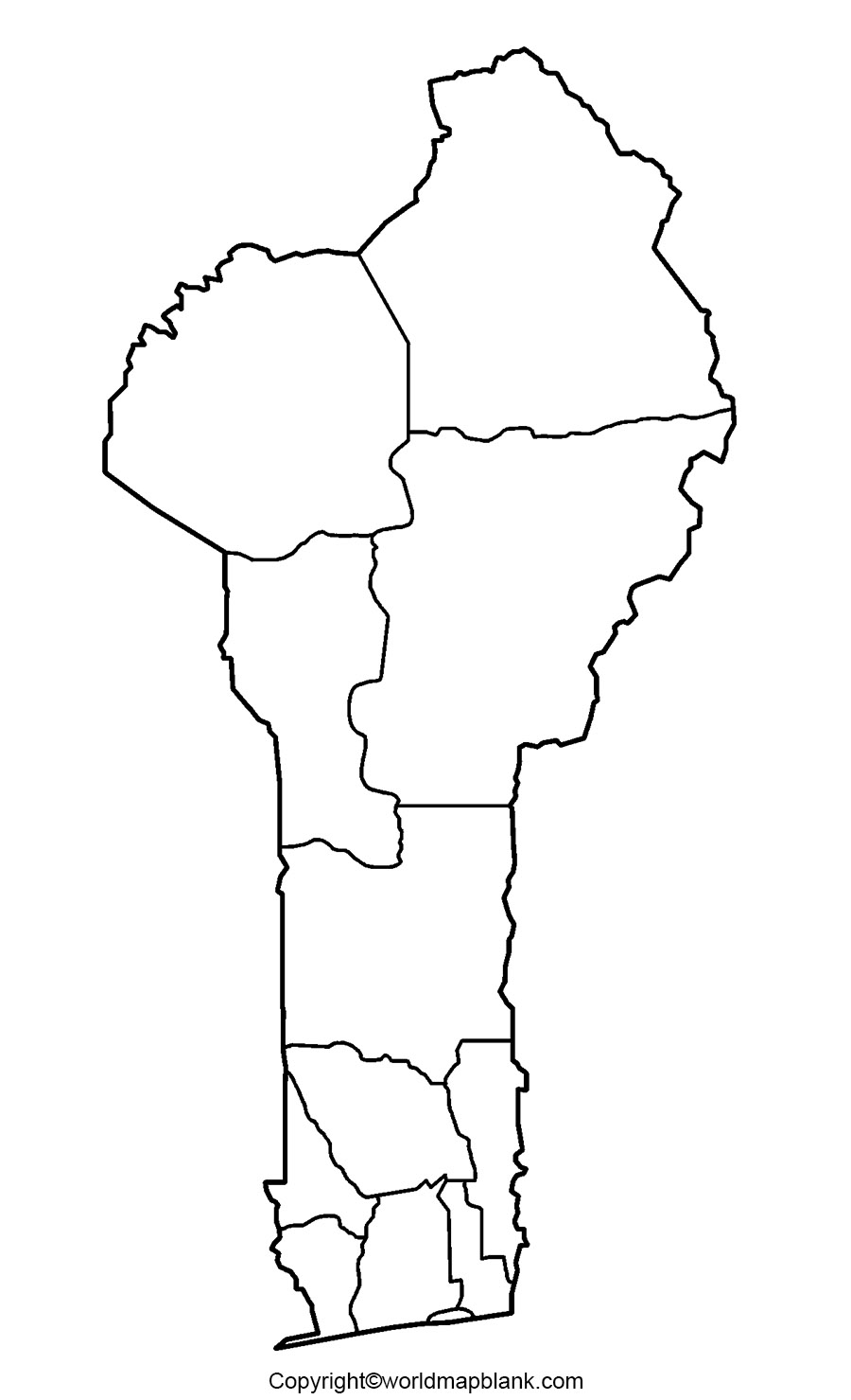 Blank Map of Benin - Outline