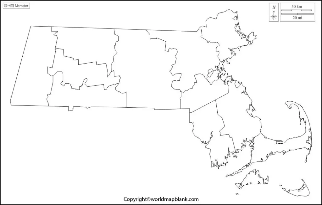 Blank Map of Massachusetts - Outline