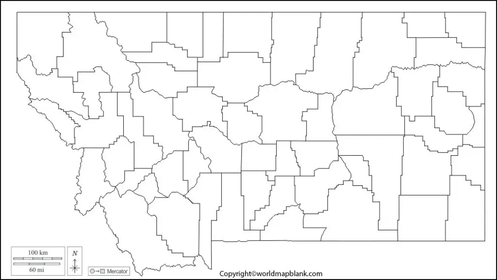 Blank Montana Map worksheet for Practice
